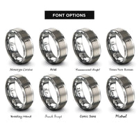 font options for inside engraving on silver center punch rings
