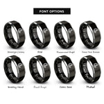 font options for inside engraving on black & grey centerline symbol cl rings