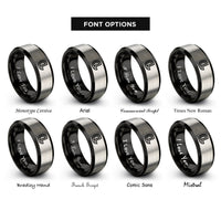 font options for inside engraving on black & silver centerline symbol cl rings