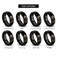 font options for inside engraving on black centerline symbol cl rings