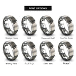font options for inside engraving on gray centerline symbol cl rings