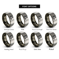 font options for inside engraving on gunmetal & silver centerline symbol cl rings
