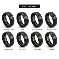font options for inside engraving on black cerberus rings