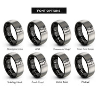 font options for inside engraving on black & gray chai symbol rings