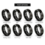 font options for inside engraving on black & gray chai symbol rings
