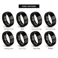 font options for inside engraving on black chai symbol rings