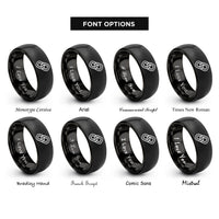 font options for inside engraving on black chain link band rings