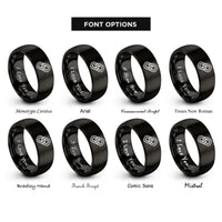 font options for inside engraving on black chain link band rings