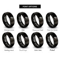 font options for inside engraving on black chain link band rings
