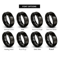 font options for inside engraving on black chain link band rings