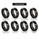 font options for inside engraving on black & silver chain link rings