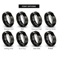 font options for inside engraving on black & gray chain link rings