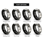 font options for inside engraving on black & gray chain link rings