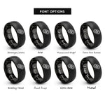font options for inside engraving on black chain link rings