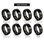 font options for inside engraving on black chain link rings