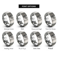 font options for inside engraving on grey chain link rings