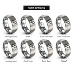 font options for inside engraving on silver chain link rings