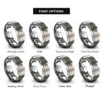 font options for inside engraving on silver chain link rings