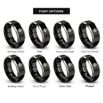 font options for inside engraving on black & gray chain pattern rings