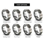 font options for inside engraving on silver chain pattern rings