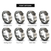 font options for inside engraving on silver chain pattern rings