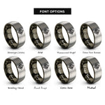 font options for inside engraving on gunmetal & gray chain pattern rings