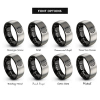 font options for inside engraving on black & silver chain sprocket rings