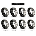 font options for inside engraving on black & silver chain sprocket rings