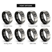 font options for inside engraving on black & gray chain sprocket rings