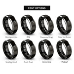 font options for inside engraving on black & silver chain tool rings