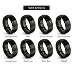 font options for inside engraving on black chain tool rings