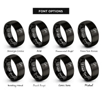 font options for inside engraving on black chain tool rings