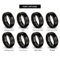 font options for inside engraving on black chain tool rings