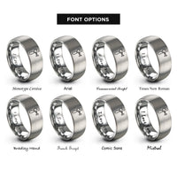 font options for inside engraving on grey chain tool rings