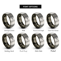 font options for inside engraving on gunmetal & grey chain tool rings
