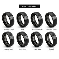 font options for inside engraving on black chainmail pattern rings