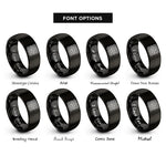 font options for inside engraving on black chainmail pattern rings