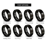 font options for inside engraving on black chainmail pattern rings