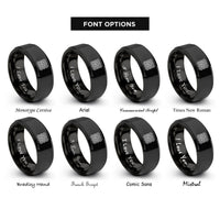 font options for inside engraving on black chainmail pattern rings