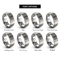 font options for inside engraving on gray chainmail pattern rings