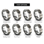 font options for inside engraving on grey chainmail pattern rings
