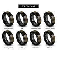 font options for inside engraving on gunmetal & black chainmail pattern rings
