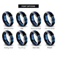 font options for inside engraving on blue & silver chairlift rings