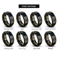 font options for inside engraving on gunmetal & blue chairlift rings