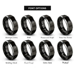 font options for inside engraving on black & gray chakra lotus rings