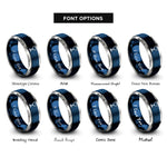 font options for inside engraving on blue & silver chalice rings