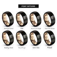 font options for inside engraving on black & rose gold chalice bread rings