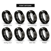 font options for inside engraving on black & gray chalice host rings