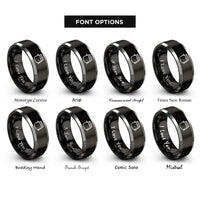font options for inside engraving on black & grey chalk bag rings