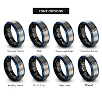 font options for inside engraving on black & blue & silver chalk bucket rings